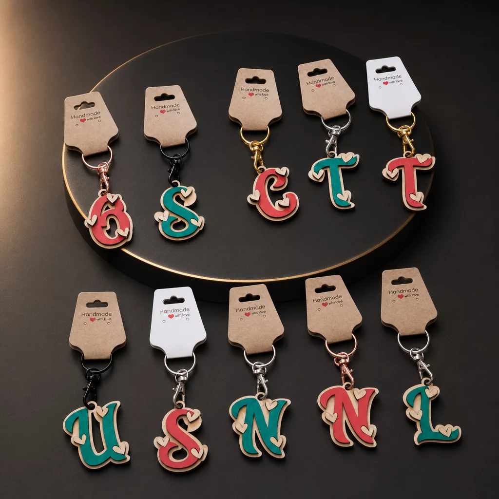 Porte clé alphabet coeur, création artisanale personnalisée