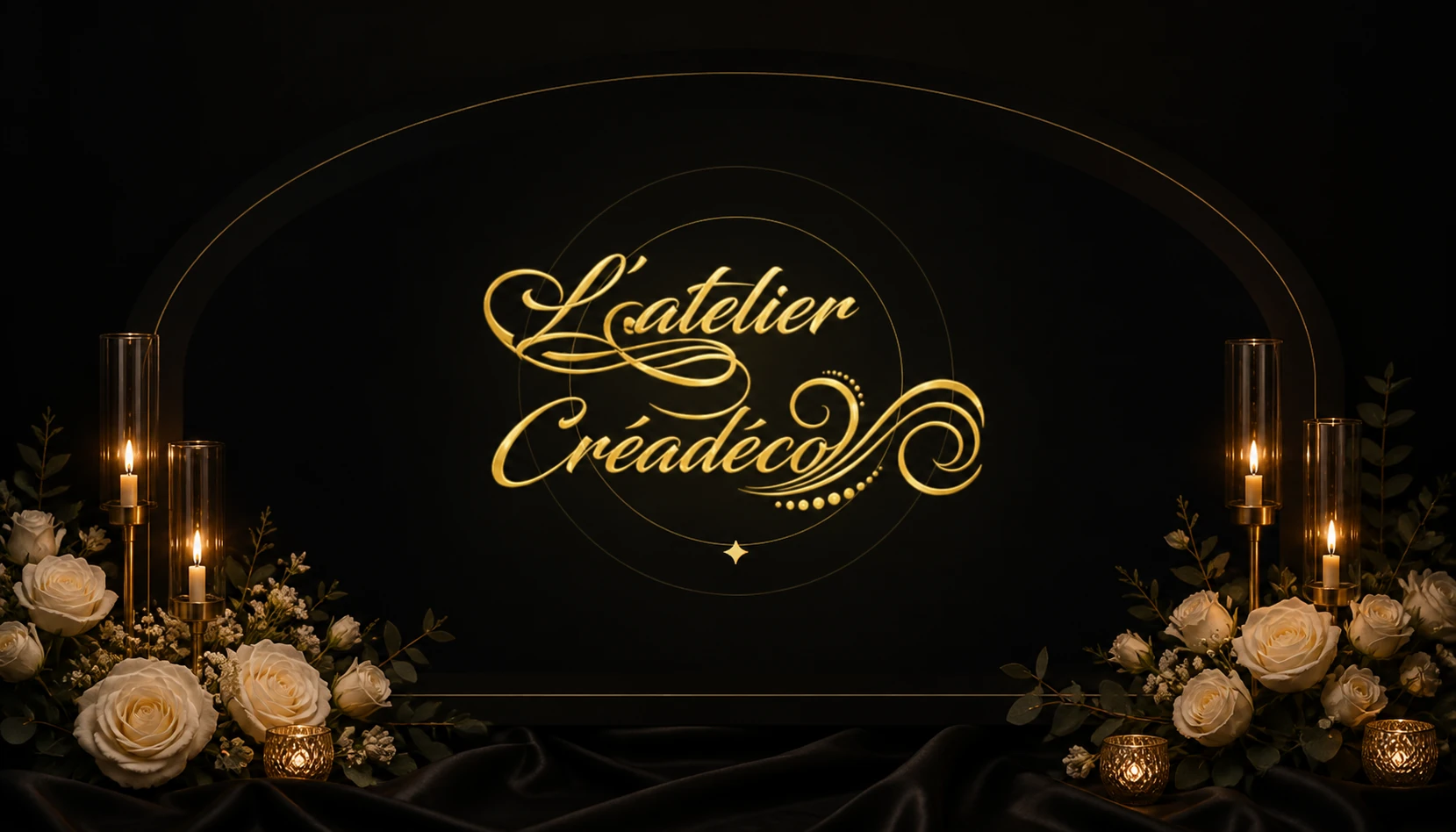 Mise en scène noire et or de L’atelier Créadéco